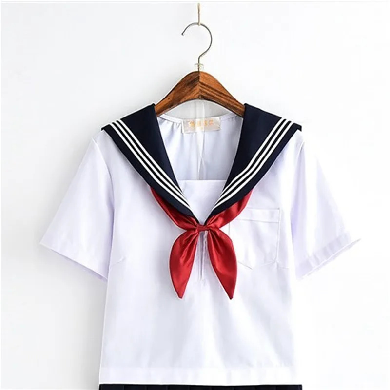 White Schoolgirl Uniform Japanese Class Navy Sailor School Uniforms Students Clothes For Girls Anime COS Suit 240617