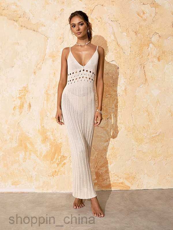 Basic Casual Women Dresses Summer New Beach Skirt Solid Color Sexy Knitted Hollow out Bikini Swimsuit Cover Up Sun Protection Clothing