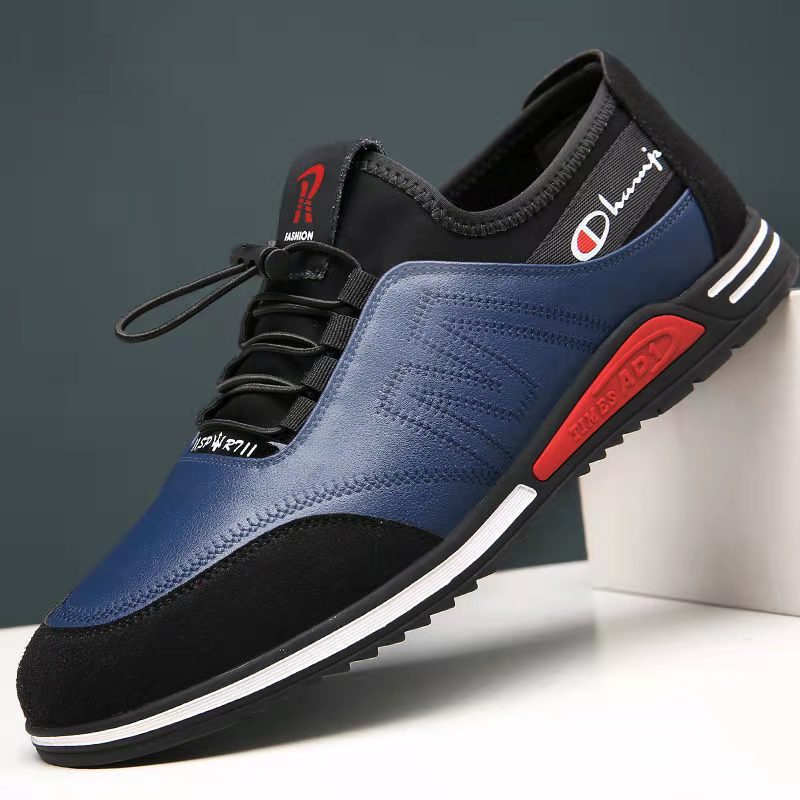 Shoes Men Sneakers Leather Lace Up Black Blue Fashion Sport Comfortable Shoe Business Shoe