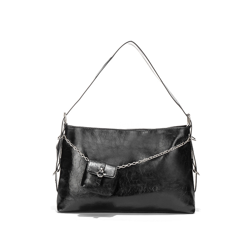 Urban minimalist trend niche minimalist underarm bag spring and summer new casual fashion zipper shoulder bag solid color large capacity tote bag