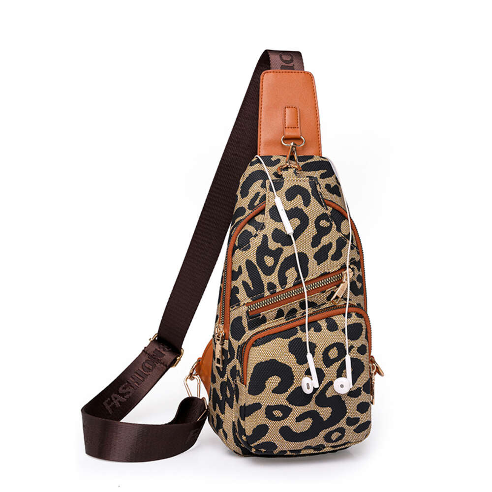 Fashion Women European and American Leopard Print Chest Waist Packs Shoulder Handbag Large Capacity Storage Phone Bag H6.17#28 Hbag ddmythur