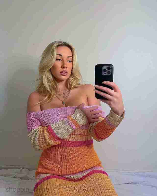 Basic Casual Women Dresses Long Color Contrast One line Neck Shoulder Hollow Beach Long Sleeve Knitted Stripe Dress for Women