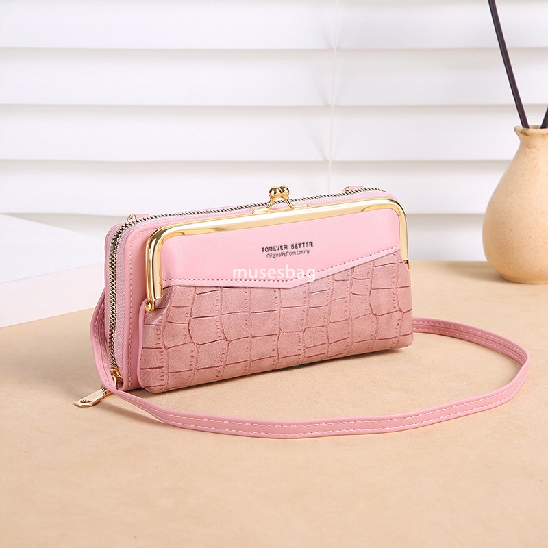 European and American women's designer phone bag Korean version with crocodile pattern large capacity diagonal cross bag fashionable zipper walle