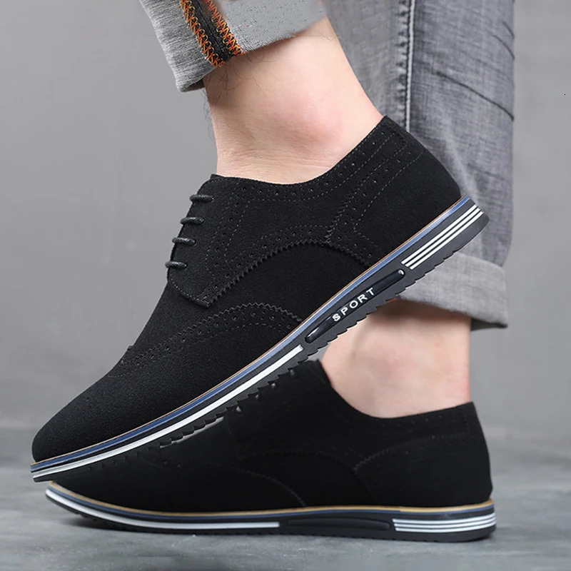 Mens shoes Nubuck leather style solid color casual sports shoes shoelaces soft Oxford shoes mens apartment sports shoes breathable 240615