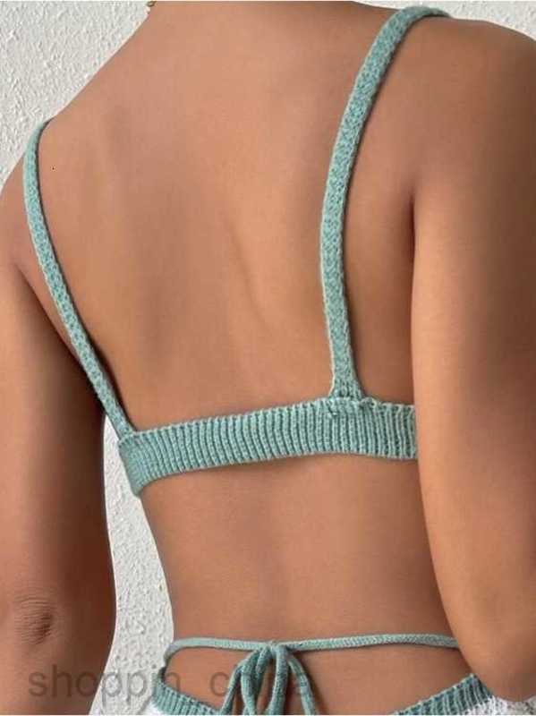 Basic Casual Women Dresses Summer new sexy contrasting color suspender stripe color blocking backless strap knitted woolen knit dress