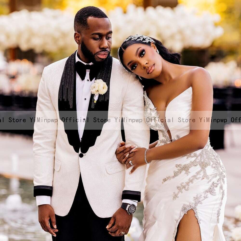 2024 Crystal Mermaid special Dresses for Bride Sweet Heart Side Split Sweep Train African Garden Bridal Gowns vestidos de novia