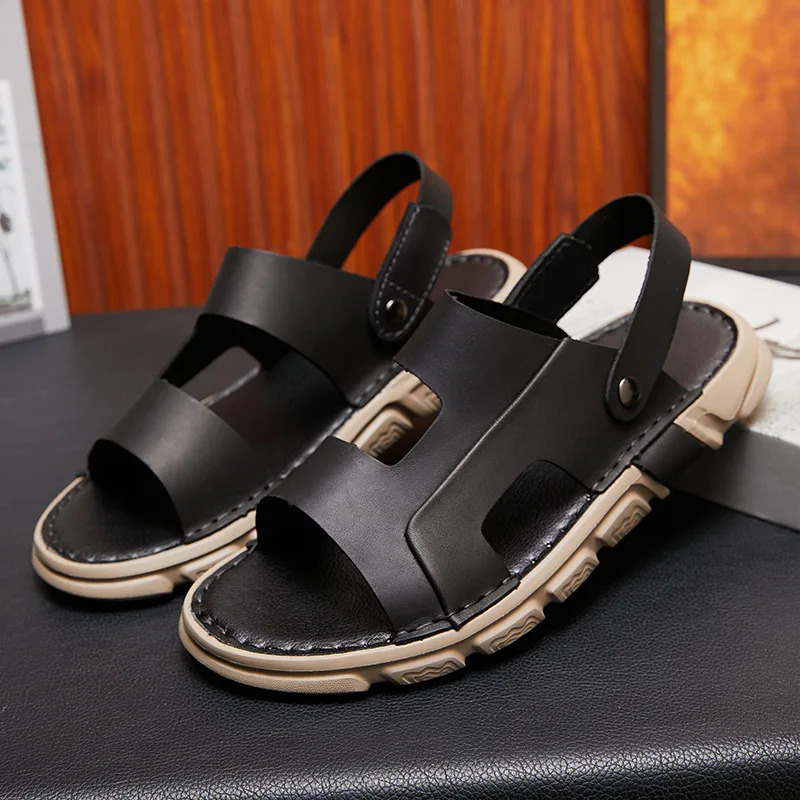 Home>Product Center>Mens Cowhide Sandals>Lightweight Elastic Comfortable Summer Open Toe Breathable Slide Factory Wholesale 240615