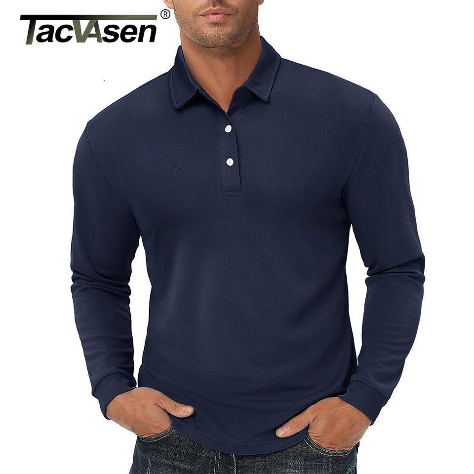 TACVASEN Long Sleeve Polos T-shirts Mens Quick Dry Lightweight Golf Polo Shirts Casual Work T-shirt Sport Tees Pullover Tops Man 240617