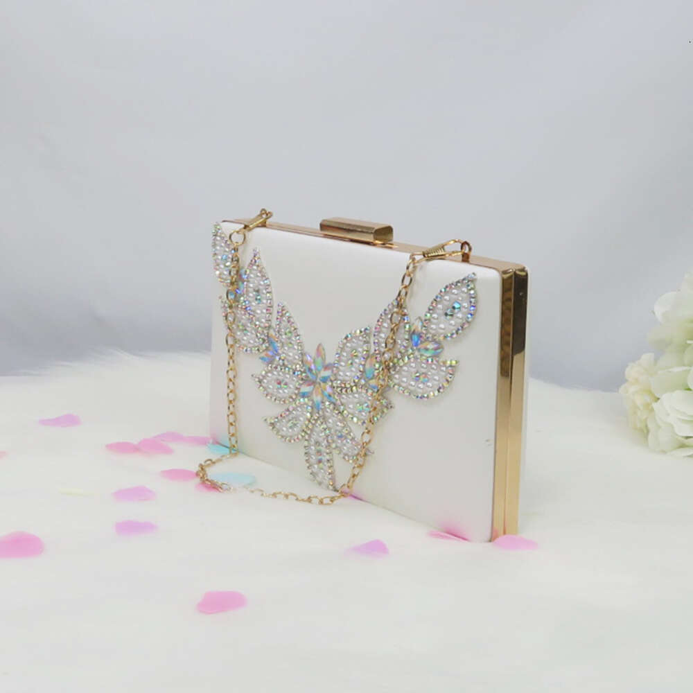 Baoyafang White Beads Pearl Wedding Bride Pointed Toe Square Thick High Heel Party Dress Shoes And Bag Set Ankle Strap