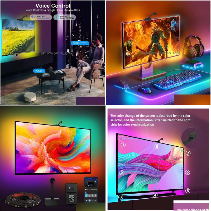 Strips Smart Led Sync Tv Backlight Ws2811 Strip Light Wifi App Tuya Control Ambiligh Sn Synchronization Lamp For Game Room Pc Drop D Dhxfg hronization