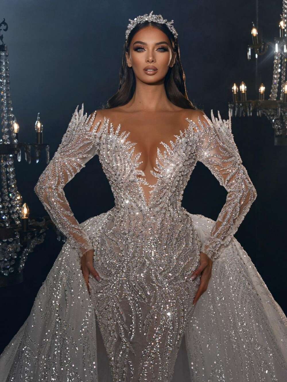 Graceful Off The Shoulder Bridal Dress Sparkly Sequins Beads Wedding Gown 2024 A-line Long Bride Robe Vestido De Novia