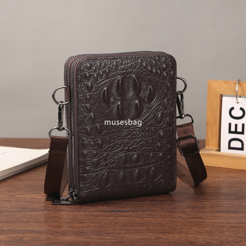 High quality classic large capacity casual shoulder crossbody bag by European and American men's designers, fashionable multi-layer embroidery an