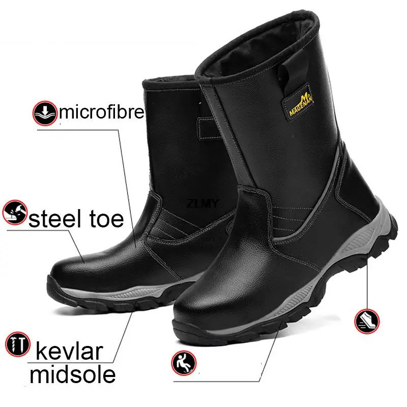 Mens oil resistant safety shoes high top work shoes steel toe caps anti rust work shoes anti-collision work shoes mens welding shoes fireproof flowers