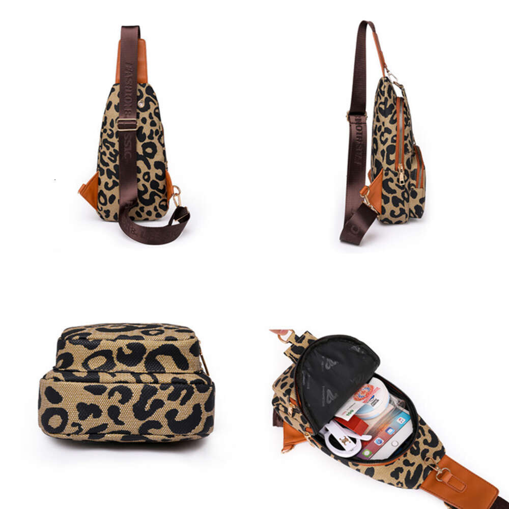 Fashion Women European and American Leopard Print Chest Waist Packs Shoulder Handbag Large Capacity Storage Phone Bag H6.17#28 Hbag ddmythur