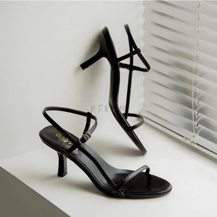 Summer Low Sandals Woman Leather Suit Female Beige Womens Shoes High Heels Lowheeled Black Comfort Stiletto Girls Fas 240615