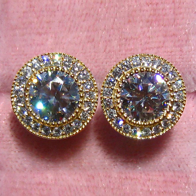 Charming Women Earrings Jewelry 18K White Gold Plaed Sparkling CZ Round Studs Earrings Nice Jewelry