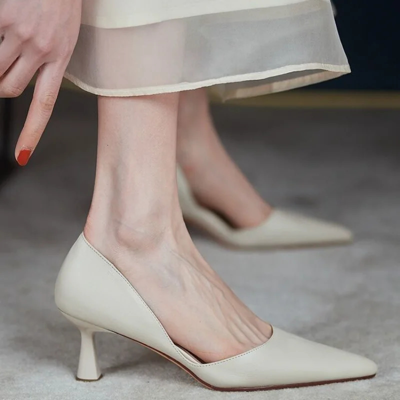 Ladies Summer Footwear Sandals Shoes for Women with Medium Heels Moccasins Stilito Yellow Pointed Toe E A Y2k Trend Stylish 240617