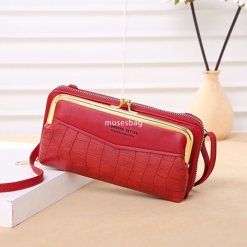 European and American women's designer phone bag Korean version with crocodile pattern large capacity diagonal cross bag fashionable zipper walle