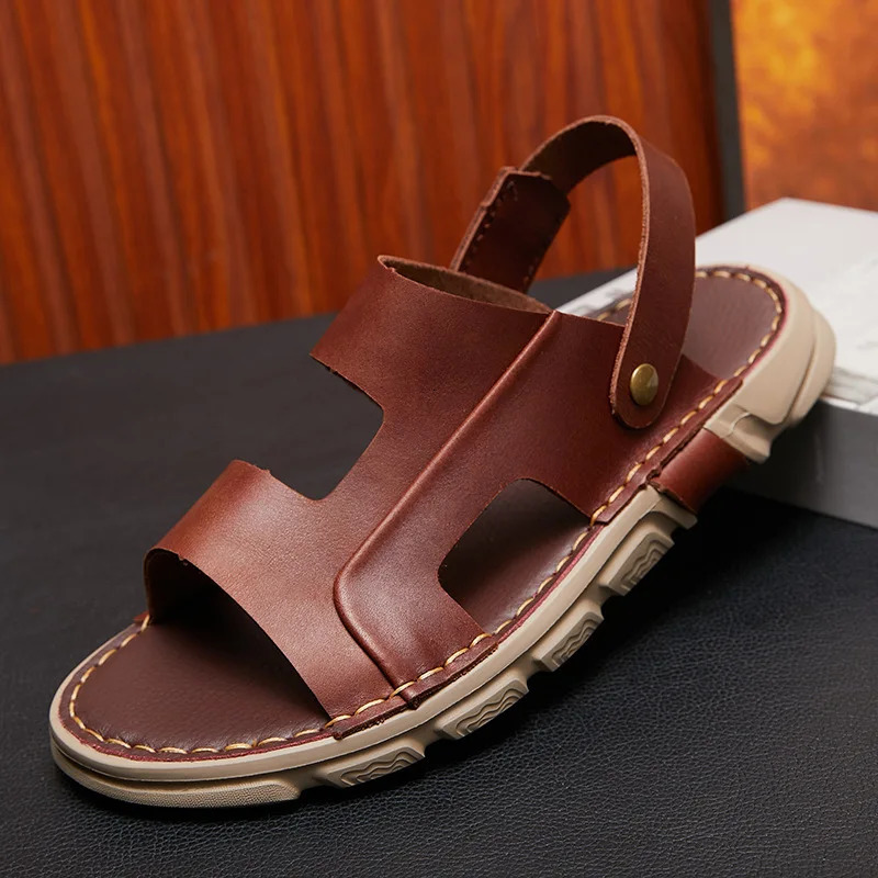 Home>Product Center>Mens Cowhide Sandals>Lightweight Elastic Comfortable Summer Open Toe Breathable Slide Factory Wholesale 240615