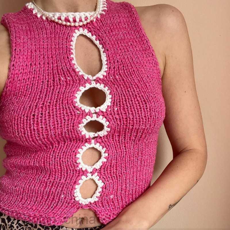Women vest Spring/Summer Women's Hand Hook Hollow Knitted Tank Top Sleeveless T-shirt Tanks Camis tees tops