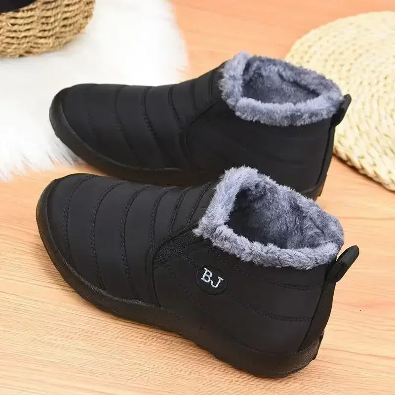 Snow Womens Boots Fashion Unisex Shoes Sliding Platform Shoes Womens Ankle Boots Waterproof Plush Winter Shoes Botas Mujer2024 240615
