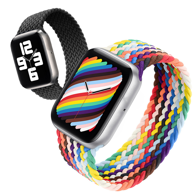 Nylon Braided Solo Loop Band for Apple Watch Strap with adjustable Buckle 38mm 44mm 41mm 45mm 44mm 40mm Elastic Wristband Bracelets iwatch Series Watc