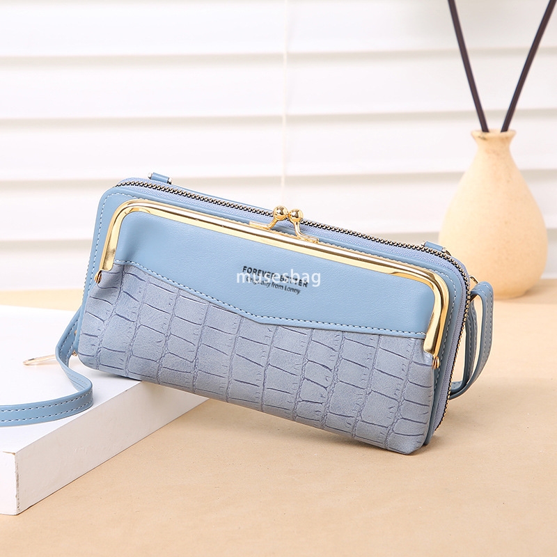 European and American women's designer phone bag Korean version with crocodile pattern large capacity diagonal cross bag fashionable zipper walle