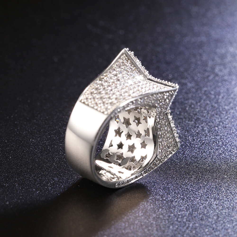 Custom with GRA Certified Certificate 925 Sterling Silver Iced Out Hip hop Star VVS Moissanite Cuban Link Ring Mens