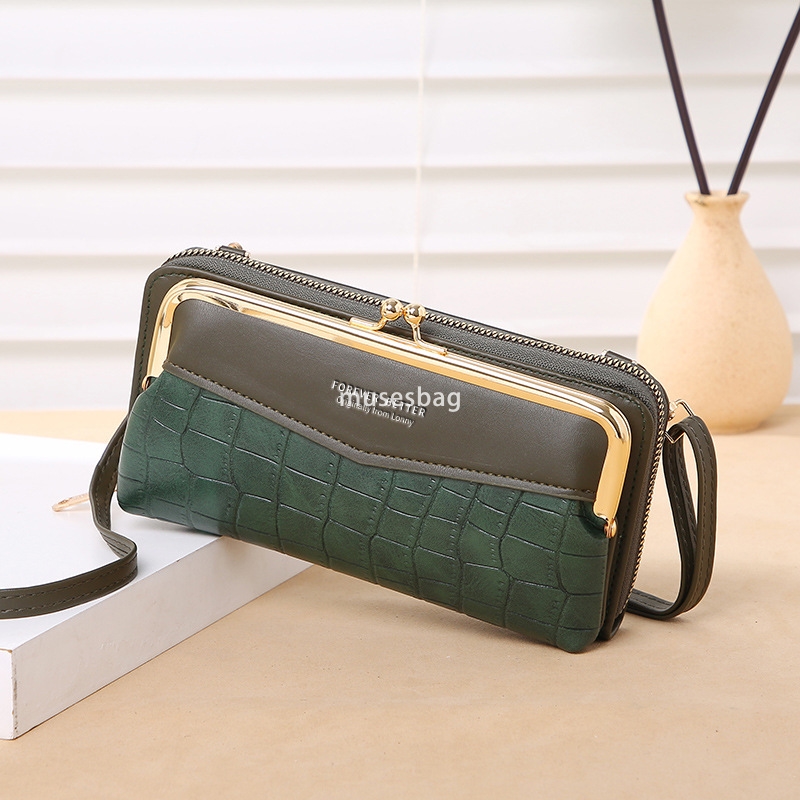 European and American women's designer phone bag Korean version with crocodile pattern large capacity diagonal cross bag fashionable zipper walle