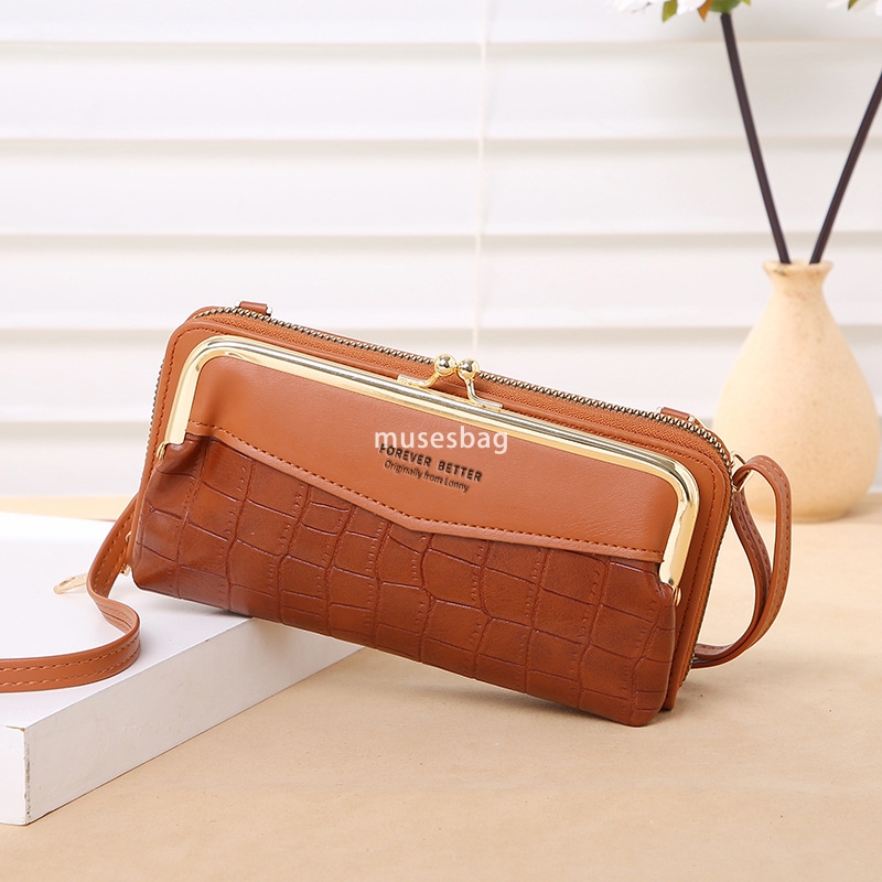 European and American women's designer phone bag Korean version with crocodile pattern large capacity diagonal cross bag fashionable zipper walle