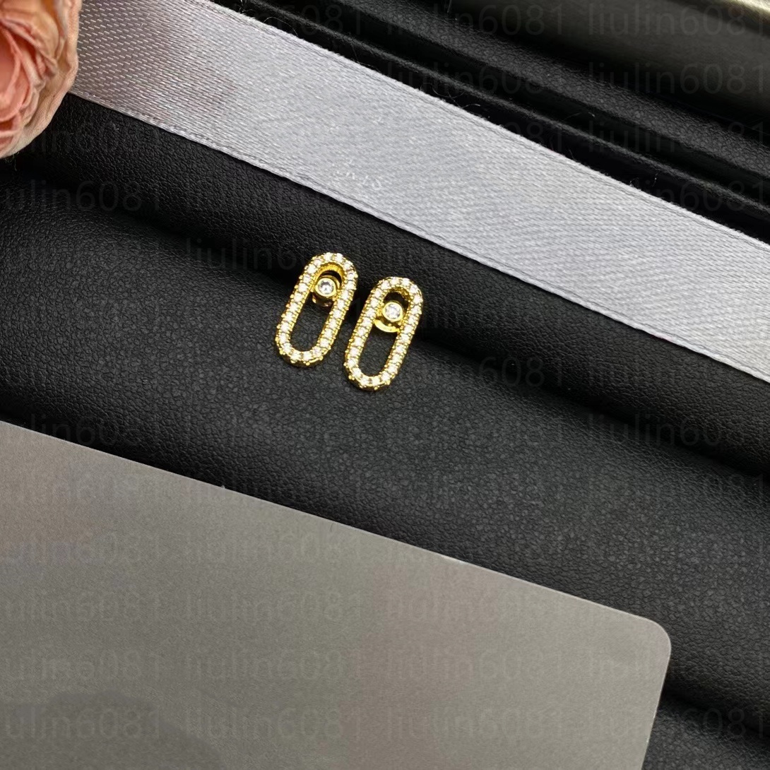 Rose gold Designer gold-plating 18k one diamond earrings v-gold Gold stud earrings Valentine's Day gift earrings for women exquisite simple fashion With box