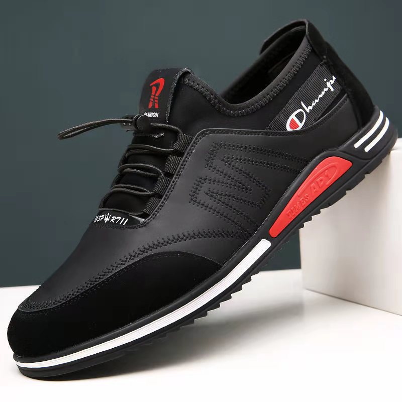Shoes Men Sneakers Leather Lace Up Black Blue Fashion Sport Comfortable Shoe Business Shoe