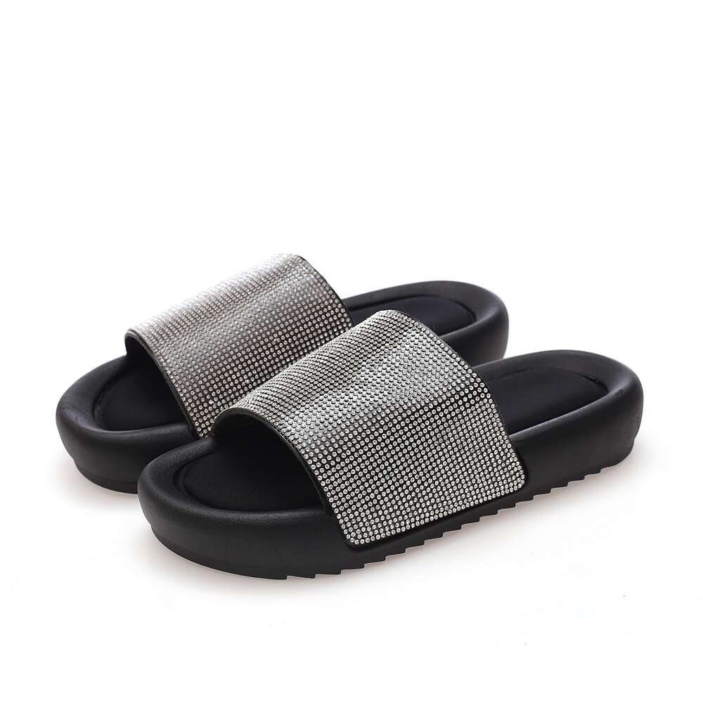 Customize Outdoor Bling Decoration Outdoor Slides Slippers for Ladies Women Flat Sandals