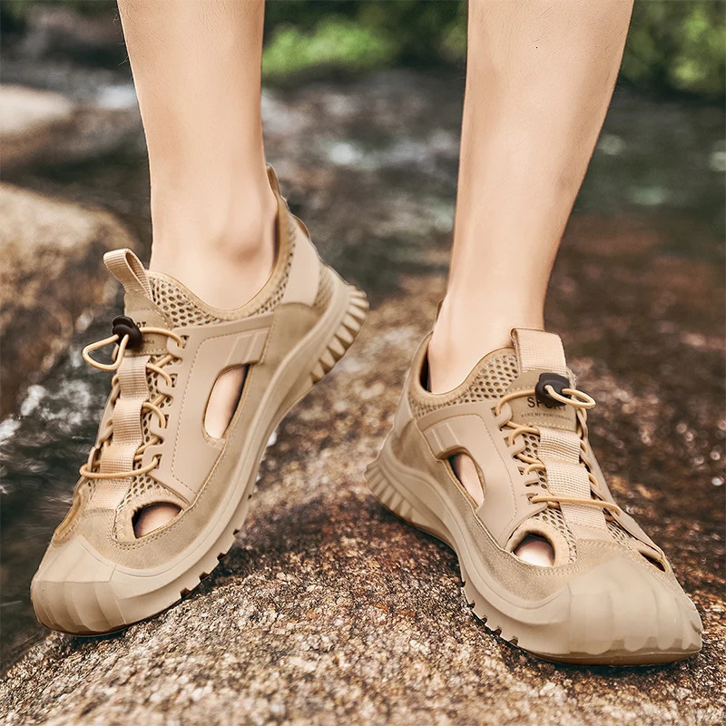 outdoor sandals mens mesh breathable and smooth mens casual shoes summer comfortable beach shoes mens Roman sandals 240615