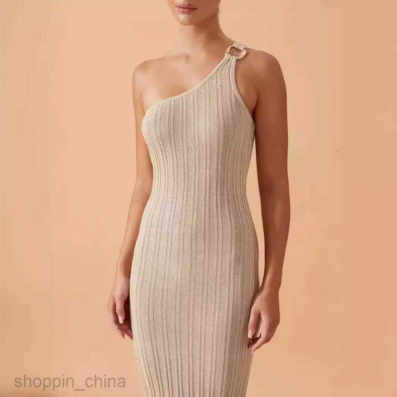 Basic Casual Women Dresses New sexy single piece camisole high waisted vertical knitted dress buttocks wrapped skirt pencil skirt vacation beach skirt