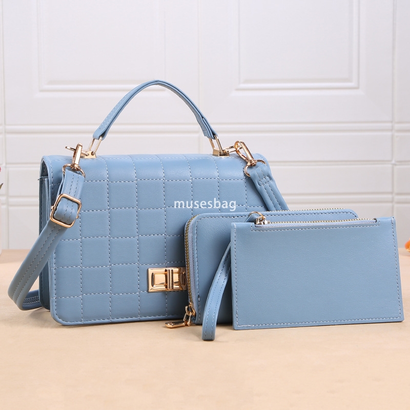 Designer Women's High Quality and Practical Korean Small Square Bag Handheld Three Piece Set Trendy and Fashionable Retro One Shoulder Crossbody 