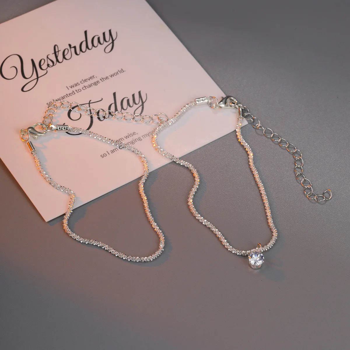 Sexy Shiny Sparkling Silver Color Anklet for Women Simple Elegant Copper Jewelry Female Summer Beach Ankle Bracelet On Foot 240601