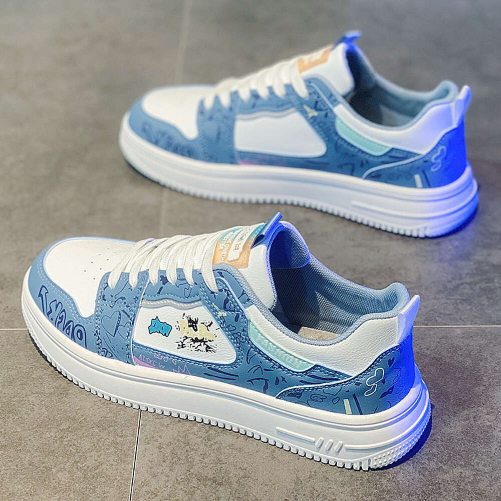 Summer Graffiti Skateboard Flat White Leisure Men's Casual Shoes Mesh Custom Designer Sneakers