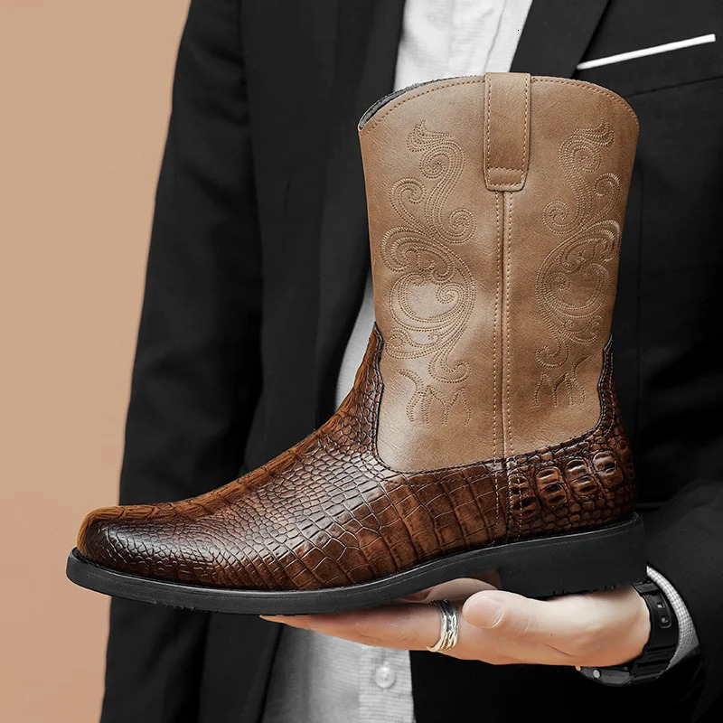 British style mens mixed color Chelsea boots autumn mens winter shoes round toe zippered ankle boots warm and non slip mens shoes 240615