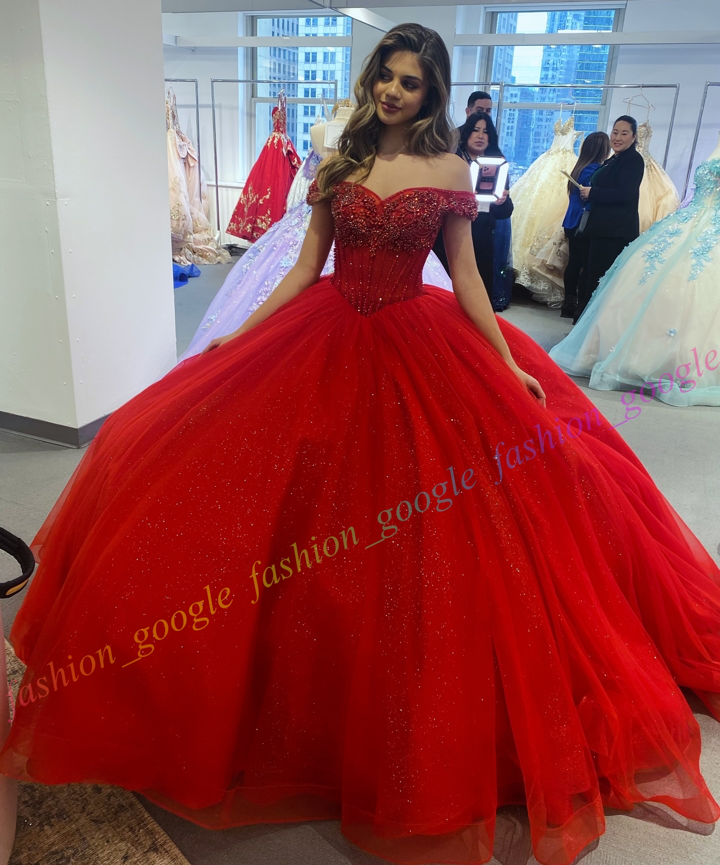 Sparkling Quinceanera Dress Shimmering Glitter Tulle AB Stone Ball Mexican Quince Sweet 15/16 Birthday Party Gown for 15th Girl Drama Winter Formal Pr