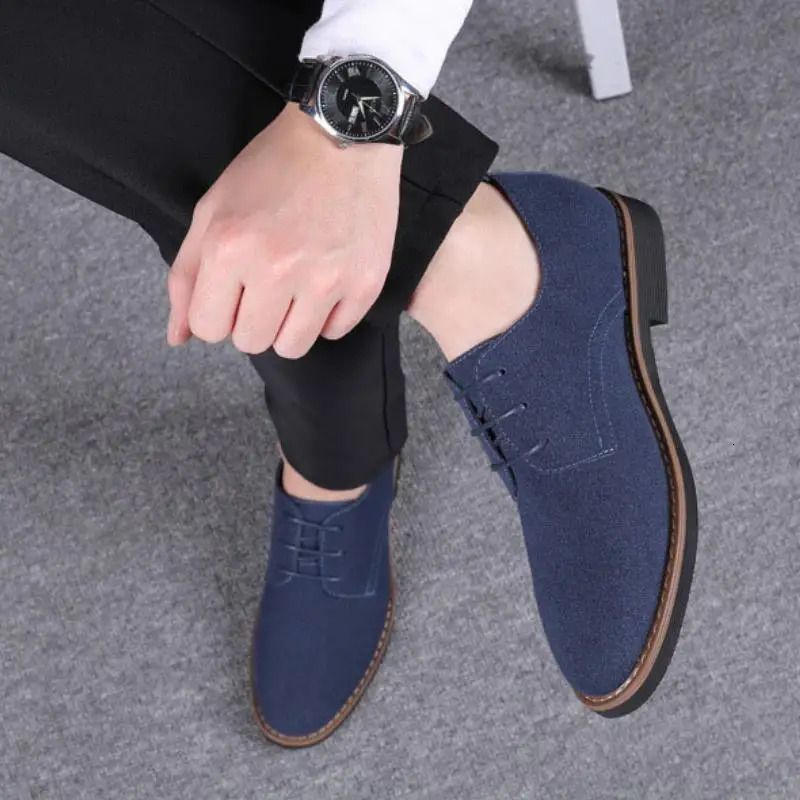 Mens shoes Nubuck leather style solid color casual sports shoes shoelaces soft Oxford shoes mens apartment sports shoes breathable 240615