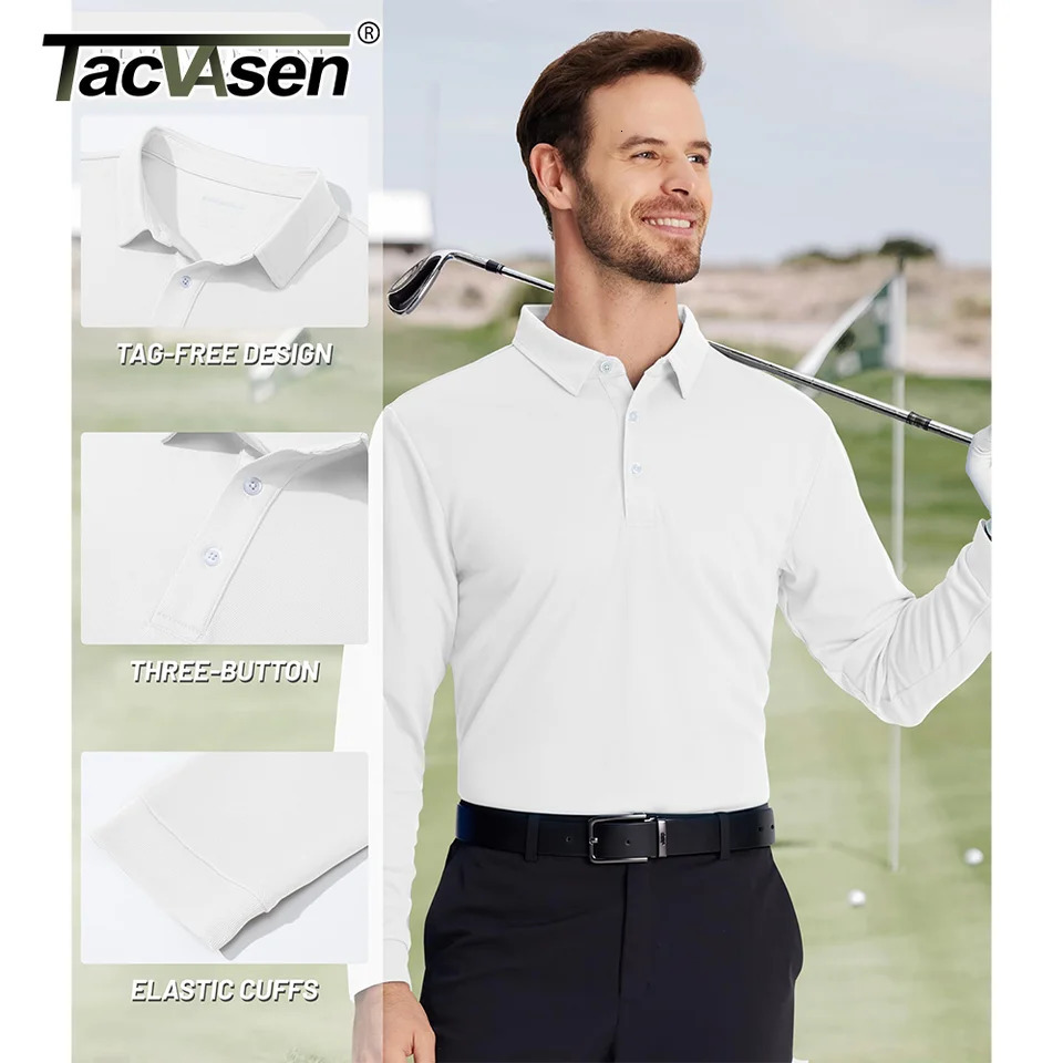 TACVASEN Long Sleeve Polos T-shirts Mens Quick Dry Lightweight Golf Polo Shirts Casual Work T-shirt Sport Tees Pullover Tops Man 240617