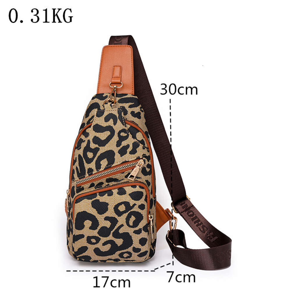 Fashion Women European and American Leopard Print Chest Waist Packs Shoulder Handbag Large Capacity Storage Phone Bag H6.17#28 Hbag ddmythur