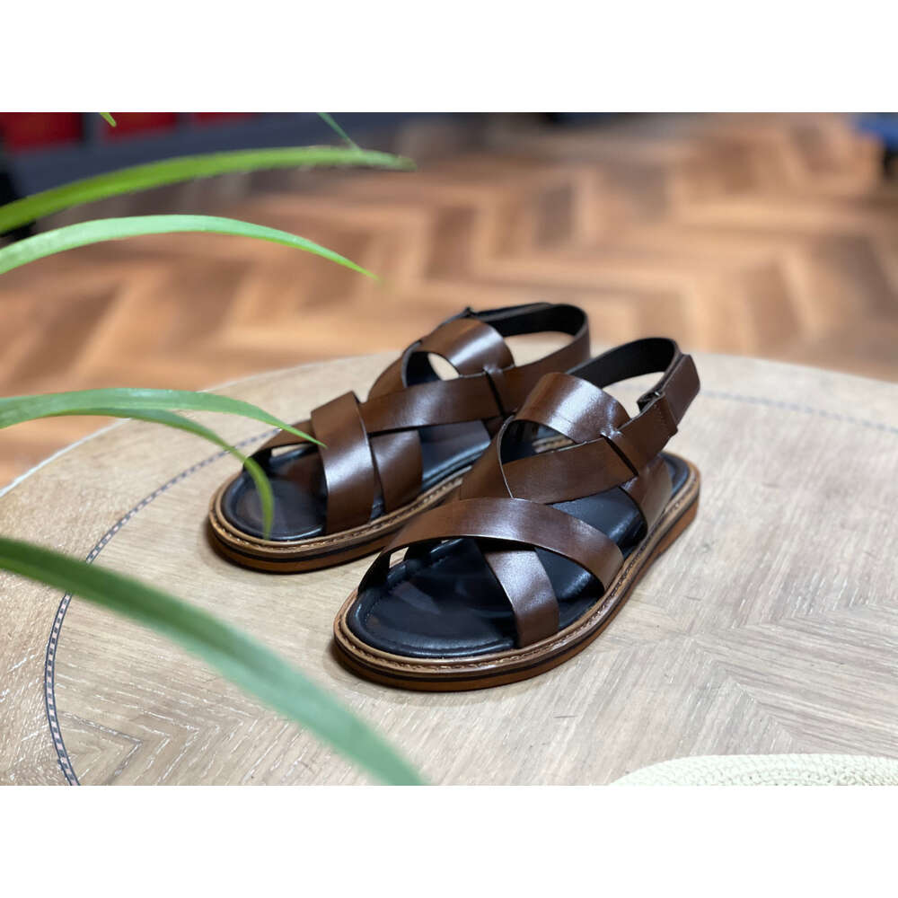 Customized Big Size Summer Genuine Leather Sandals Rubber Eva Slippers for Men