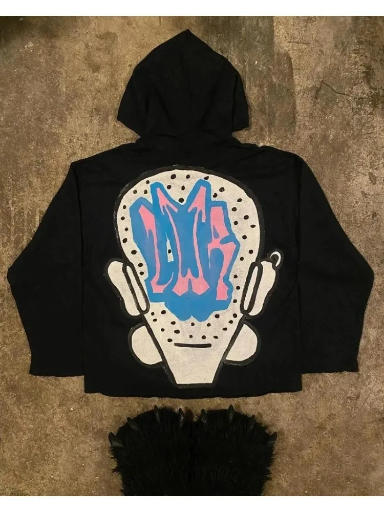 Punk Pattern Printed Street Sweatshirt Hoodies for Women and Men Y2k Loose Goth Hoodie Casual Aesthetic Fashion Sweatshirts 240513