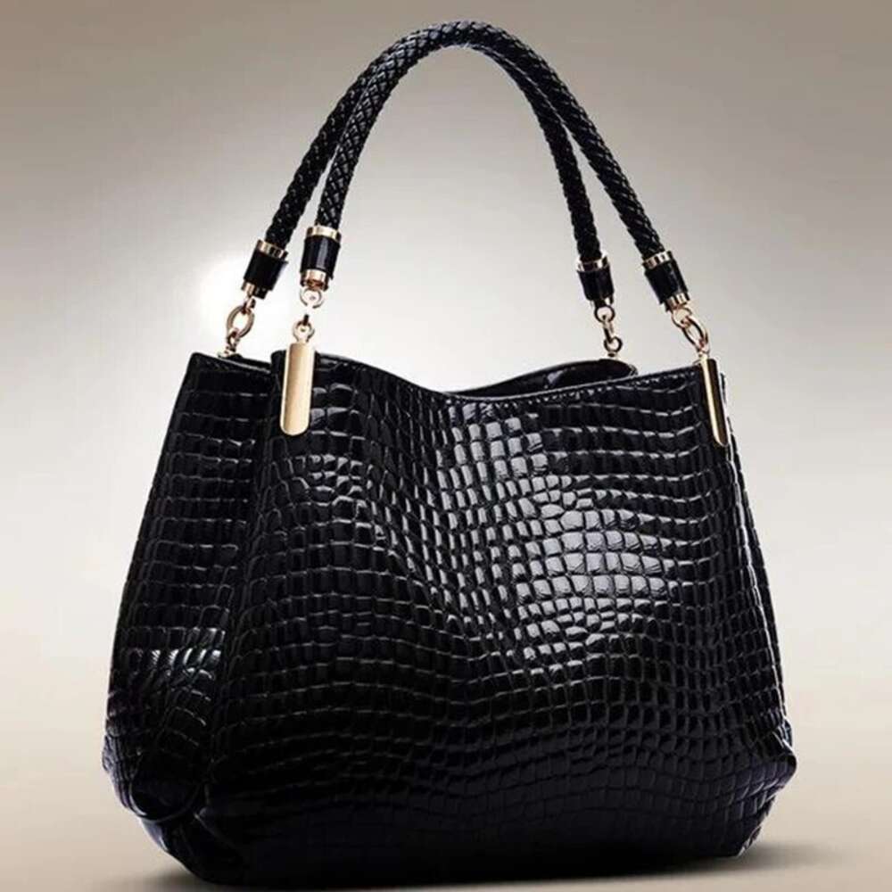 Capacity Large Tote Daily Commute Women's Shoulder Bag Crocodile Print Bright Face Handbag Shopping H6.17#28 ddmythur
