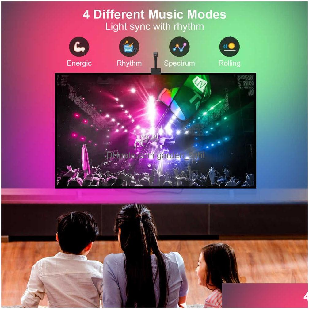 Strips Smart Led Sync Tv Backlight Ws2811 Strip Light Wifi App Tuya Control Ambiligh Sn Synchronization Lamp For Game Room Pc Drop D Dhxfg hronization