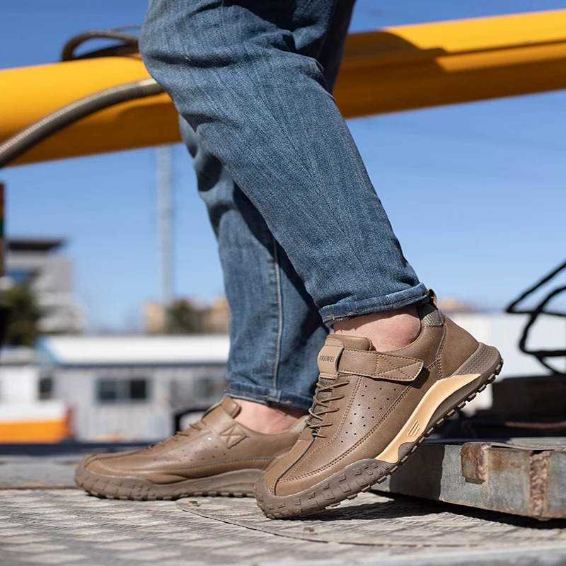 High Safety Work Shoes For Men Steel Head WaterProof Leather Boots Male Footwear Indestructible Construction Work Shoes Brown 240617