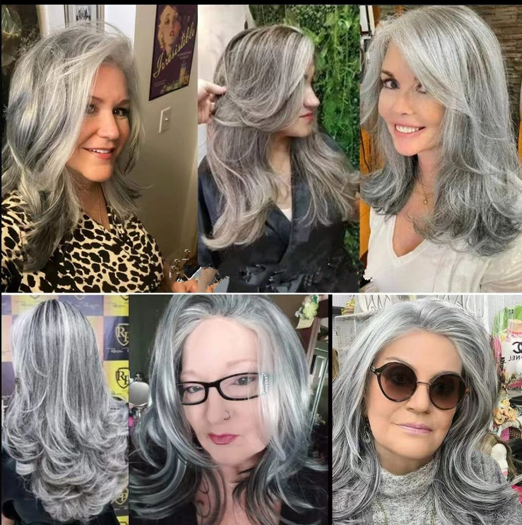 Raw virgin salt&pepper silver gray human hair wigs short ombre lace closure wigs hd lace salt and pepper grey brazilian hair lace front wig wavy 5x5&q