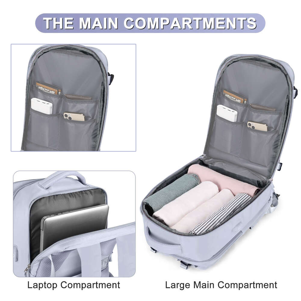 travel Men's backpack, airline approved waterproof 15.6-inch laptop for women, backpack school with shoe compartment H6.17#58 1d011